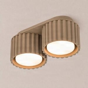 SOLLUX LIGHTING Stropní světlo Aura 2, taupe, 2 žárovky, délka 21 cm, GX53, stmívatelný, Hliník / šedá / zinek, Chodba, Hliník, Moderní