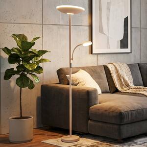 Briloner LED stojací lampa Sira, béžová, dotykový stmívač, na čtení, stmívatelný, Krémová / jantar, Pracovna / kancelář, kov, Moderní