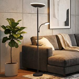 Briloner LED stojací lampa Sira, černá, dotykový stmívač, na čtení, stmívatelný, Černá, Pracovna / kancelář, kov, Moderní