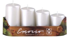 Emocio Adventní svíčky, bílé perleťové 40 mm