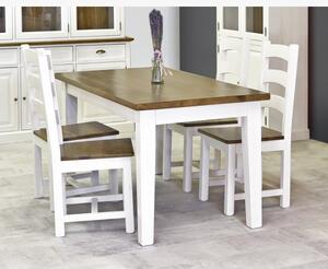 Dřevěný stůl z masivu bílo - hnědý