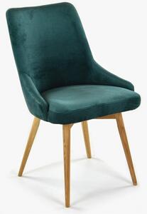 Jídelní židle sametová Laura, barva zelená - Water repellent