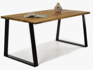 Stůl z masivu - černé ocelové nohy dub, LOFT 160 x 90 cm