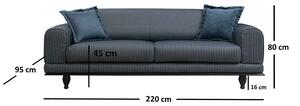 Designová rozkládací sedačka Rococo 220 cm tmavě modrá