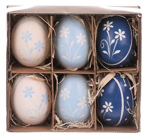 Autronic Kraslice z pravých vajíček, bílo-modrá 6 ks v krabičce