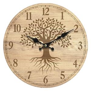 Autronic Nástěnné dřevěné hodiny Tree, 34 cm