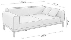 Designová 3-místná sedačka Malisha 223 cm krémová