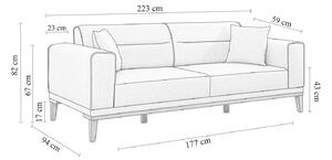 Designová 3-místná sedačka Malisha 223 cm krémová