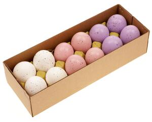 Autronic Kropená pravá vajíčka, bílo-růžovo-fialová 12 ks v krabičce