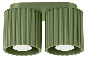 Stropní svítidlo Aura, 2x olivově zelené hliníkové stínítko, (10 cm)
