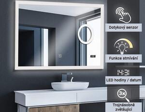 80585 Aquamarin Koupelnové LED zrcadlo se zrcátkem, 80 x 60 cm