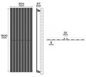 AQUAMARIN Vertikální radiátor 1600 x 604 x 52 mm, bílý