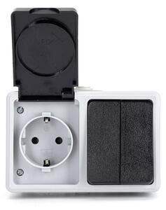 Aigostar - Spínač domovní střídavý se zásuvkou 250V/16A IP54