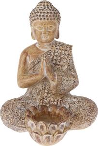Zahradní dekorace Buddha na čajovou svíčku, 14 x 19 x 13 cm, písková