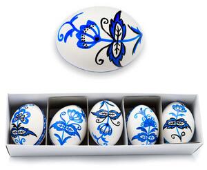 Lidová dílna 322 Velikonoční kraslice z pravých vajíček z Broumovska, modré 5 ks v krabičce
