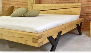 Designová postel z trámů, ocelové nohy ve tvaru Y, 160 x 200 cm