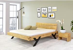 Designová postel z trámů, ocelové nohy ve tvaru Y, 160 x 200 cm