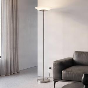 Lindby LED stojací lampa Ragna, nikl, kov, stmívatelné, stmívatelný, Hliník / šedá / zinek, Obývací pokoj / jídelna, Sklo, Moderní
