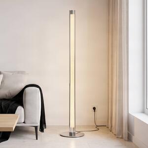 Lindby LED stojací lampa Hadis, RGB, dálkové ovládání, bílá, 120 cm, stmívatelný, Chrom / stříbro, Obývací pokoj / jídelna, Plast, Moderní