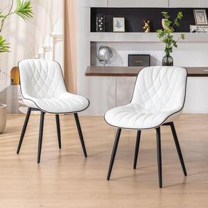 Jídelní židle - Židle - Židle s opěradlem ve tvaru sedáku - Designová židle - Židle k jídelnímu stolu - Bílá - Střední velikost