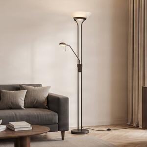 Lindby LED stojací lampa Yveta, rezavá, na čtení, stmívatelná, stmívatelný, Hnědá / rez, Obývací pokoj / jídelna, kov, Venkovský / rustikální, Lampička na čtení
