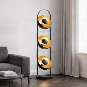 Lindby Stojací lampa Muriel, 3 světla, černá/zlatá, kov, Černá, Obývací pokoj / jídelna, kov, Moderní
