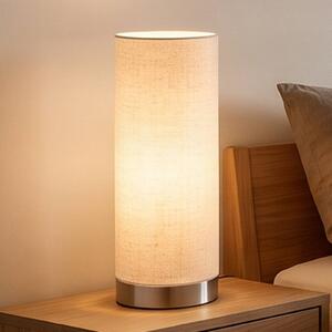 Lindby Stolní lampa Ronja, výška 26 cm, krémová barva, textilie, stmívatelný, Krémová / jantar, Ložnice, Textil / tkanina / hedvábí, Moderní