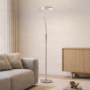 Lindby Stojací lampa LED Darion, šedá, kov, stmívatelná, 180 cm, stmívatelný, Hliník / šedá / zinek, Obývací pokoj / jídelna, kov, Moderní