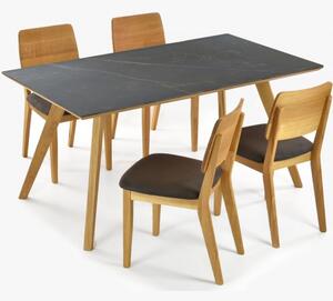 Jídelní stůl pro šesti dekton + židle dub Norman