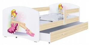 Dětská postel LUKI se šuplíkem DUB SONOMA 160x80 vzor PRINCEZNA
