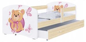 Dětská postel LUKI se šuplíkem DUB SONOMA 160x80 vzor MEDVÍDEK 2