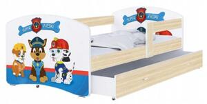 Dětská postel LUKI se šuplíkem DUB SONOMA 160x80 vzor SUPER PSI