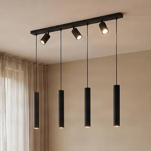 Lindby závěsné světlo Sanad, 100 cm, 7 žárovek, černé, GU10, stmívatelný, Černá, Obývací pokoj / jídelna, kov, Moderní