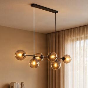 EMIBIG LIGHTING Závěsné svítidlo Glassy, 8 světel, černá, grafit, sklo, E14, stmívatelný, Černá, Obývací pokoj / jídelna, Sklo, Moderní, Koule
