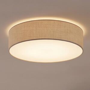 Eko-Light Stropní světlo Leano, šedé, plátěný potah, Ø 50 cm, stmívatelný, Hliník / šedá / zinek, Obývací pokoj / jídelna, Textil / tkanina / hedvábí, Moderní