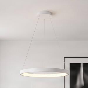 Arcchio Závěsné světlo Albiona, bílé, 1 kruh, Ø 60 cm, stmívatelný, Bílá / opál, Kuchyň, kov, Moderní