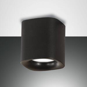 Fabas Luce Stropní světlo Smooth, jeden zdroj, černá, IP44, stmívatelný, Černá, Obývací pokoj / jídelna, Hliník, Moderní