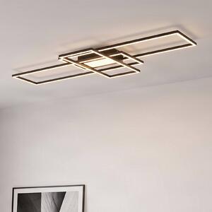 Lindby Ismera LED stropní svítidlo 3 rámečky, antracitová barva, stmívatelný, Černá, Obývací pokoj / jídelna, Hliník, Moderní