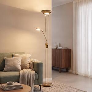 Lindby LED stojací lampa Josefin, bronzová, světlo na čtení, stmívatelné, stmívatelný, Bronz / starožitná mosaz, Obývací pokoj / jídelna, kov, Moderní, Lampička na čtení