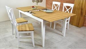 Masivní stůl dub + bílá, Tomino 140 - 180