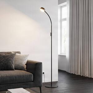 Lindby LED stojací lampa Maori, 140 cm, černá, stmívatelné, stmívatelný, Černá, Pracovna / kancelář, kov, Moderní