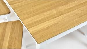 Masivní stůl dub + bílá, Tomino 140 - 180