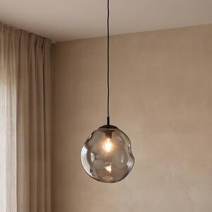 TK Lighting Skleněné závěsné svítidlo Sol, Ø 35 cm, černá/kouřově šedá, stmívatelný, Čirá / transparetní, Obývací pokoj / jídelna, Sklo, Moderní
