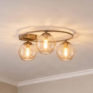 EMIBIG LIGHTING Stropní světlo Sopra, béžové, Ø 47 cm, 3 žárovky, sklo/kov, E14, stmívatelný, Krémová / jantar, Obývací pokoj / jídelna, Sklo, Moderní, Koule