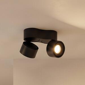 Arcchio LED stropní bodové světlo Rotari, 1240 lm, 2-křídlé, černé, stmívatelný, Černá, Obývací pokoj / jídelna, Hliník, Moderní
