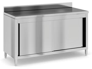 Nerezový pracovní stůl se skříňkou, 1500 x 600 x 850 mm