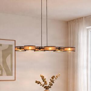 EMIBIG LIGHTING Závěsné světlo DRUMZ, hnědé, délka 100 cm, 6 žárovek, textil, E14, stmívatelný, Hnědá / rez, Obývací pokoj / jídelna, Textil / tkanina / hedvábí, Moderní