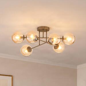 EMIBIG LIGHTING Stropní světlo ROMA, béžové, Ø 75 cm, 6žárovkové, sklo/kov, E14, stmívatelný, Krémová / jantar, Obývací pokoj / jídelna, Sklo, Moderní, Koule