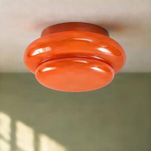 Lucande Stropní světlo Leilani, Ø 35 cm, oranžové, E27, sklo, stmívatelný, Žlutá / oranžová, Obývací pokoj / jídelna, Sklo, Design