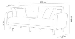 Rozkládací 3-místná sedačka Gianetta 205 cm tmavě šedá
